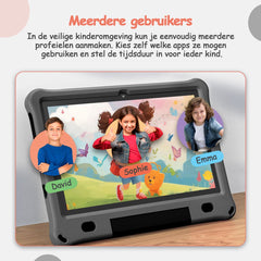 Olvy Kindertablet PRO - 6000 mAh - Vanaf 3 Jaar - 128GB - 4GB+4GB RAM - Ouder Control App - 10 Inch - Tablet - Tablet Kinderen & Volwassenen - Stevige Beschermhoes - 100% Kidsproof