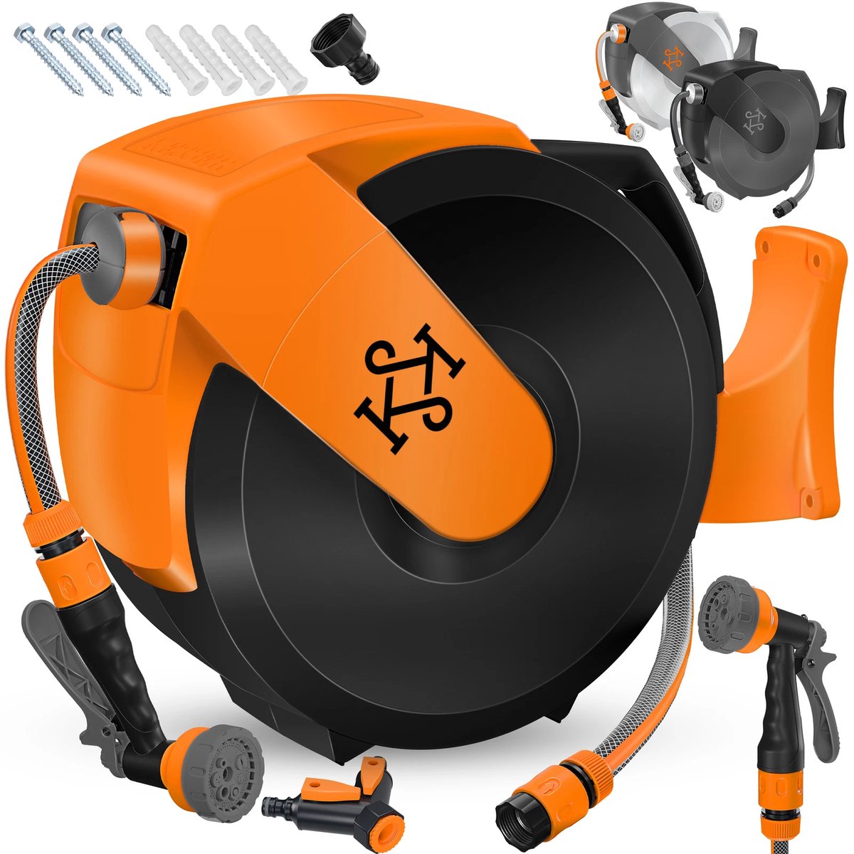 Wandslangenbox - Tuinslanghaspel - Tuinslang met haspel - 15 meter - Zwart