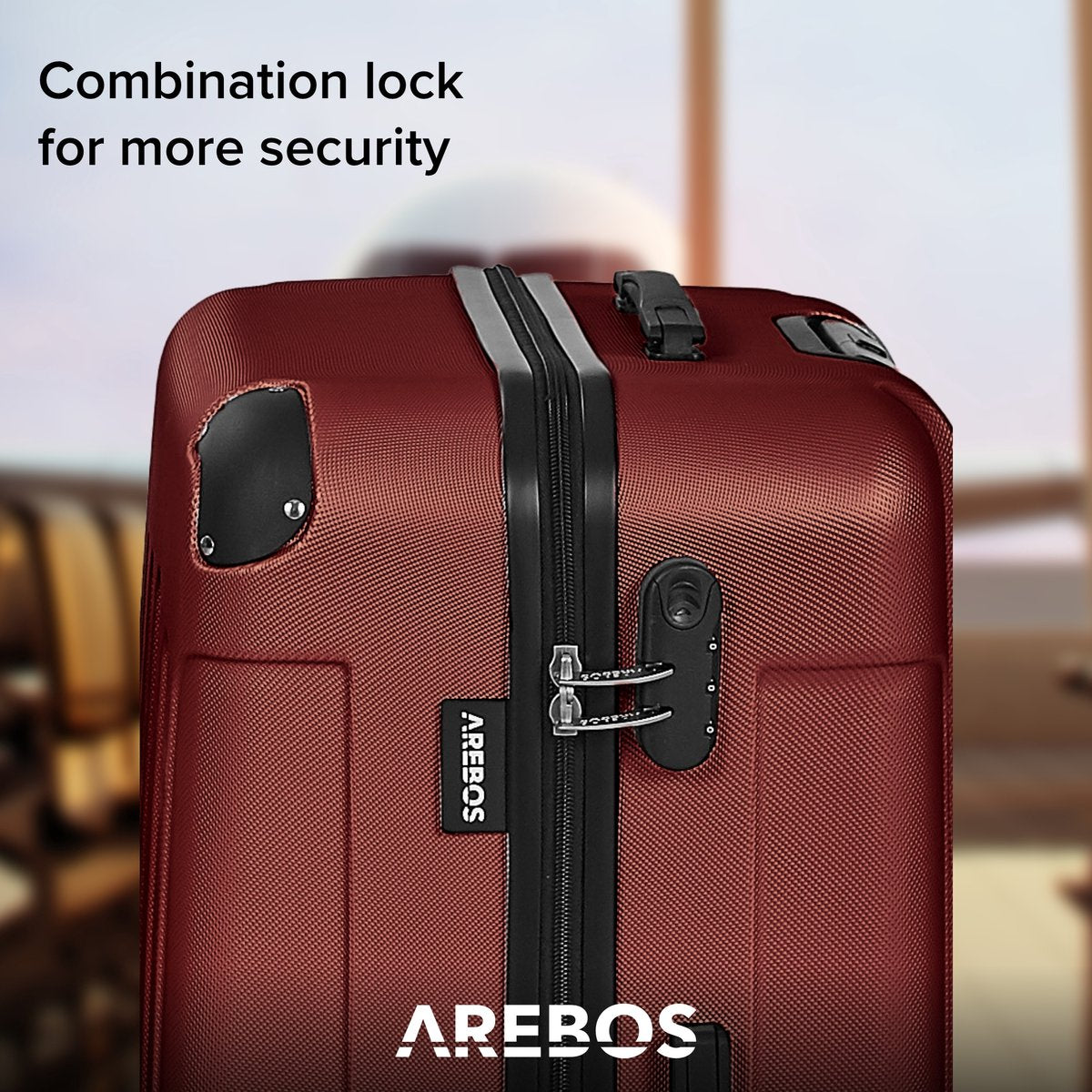 AREBOS Set van 4 reiskoffers Hard-shell koffers Set koffers S-M-L-XL Rood