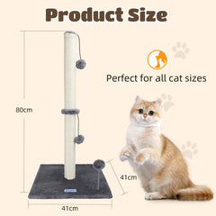 Nobleza Krabpaal met Speelballetje - Krabpaal voor Katten - Kattenspeelgoed - 41x41x80cm - Grijs
