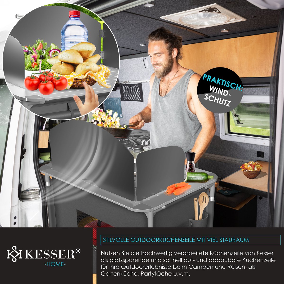 KESSER® Campingkeuken Opvouwbaar - Kampeerkeuken - Grijs