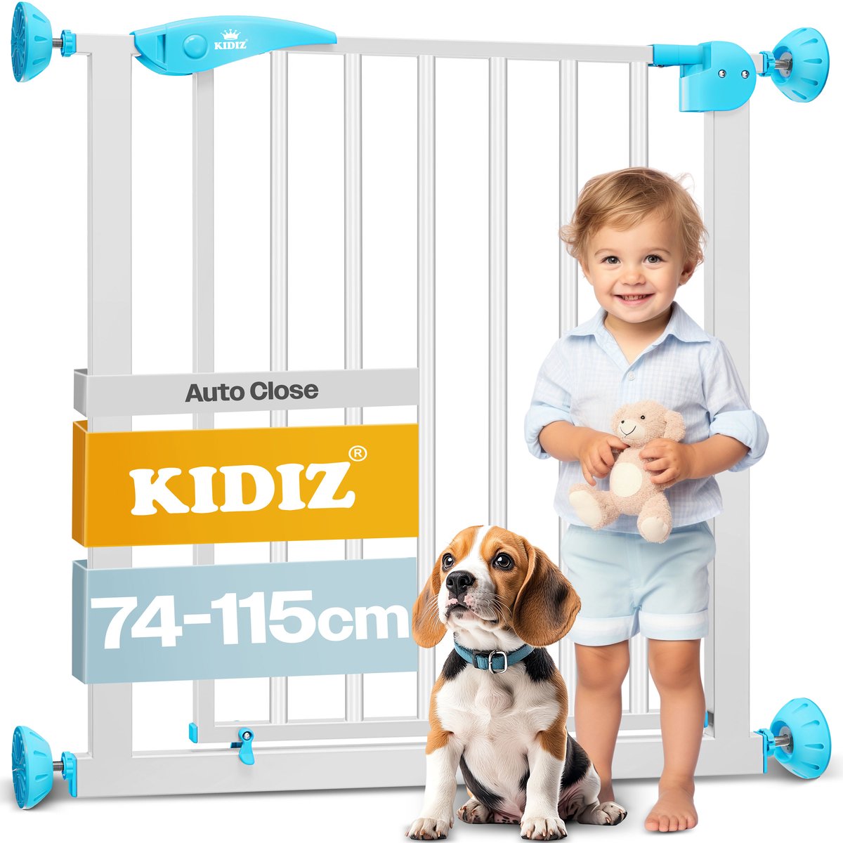 KIDIZ® Traphekje zonder boren - Veiligheidshekje - 74-87cm - Wit