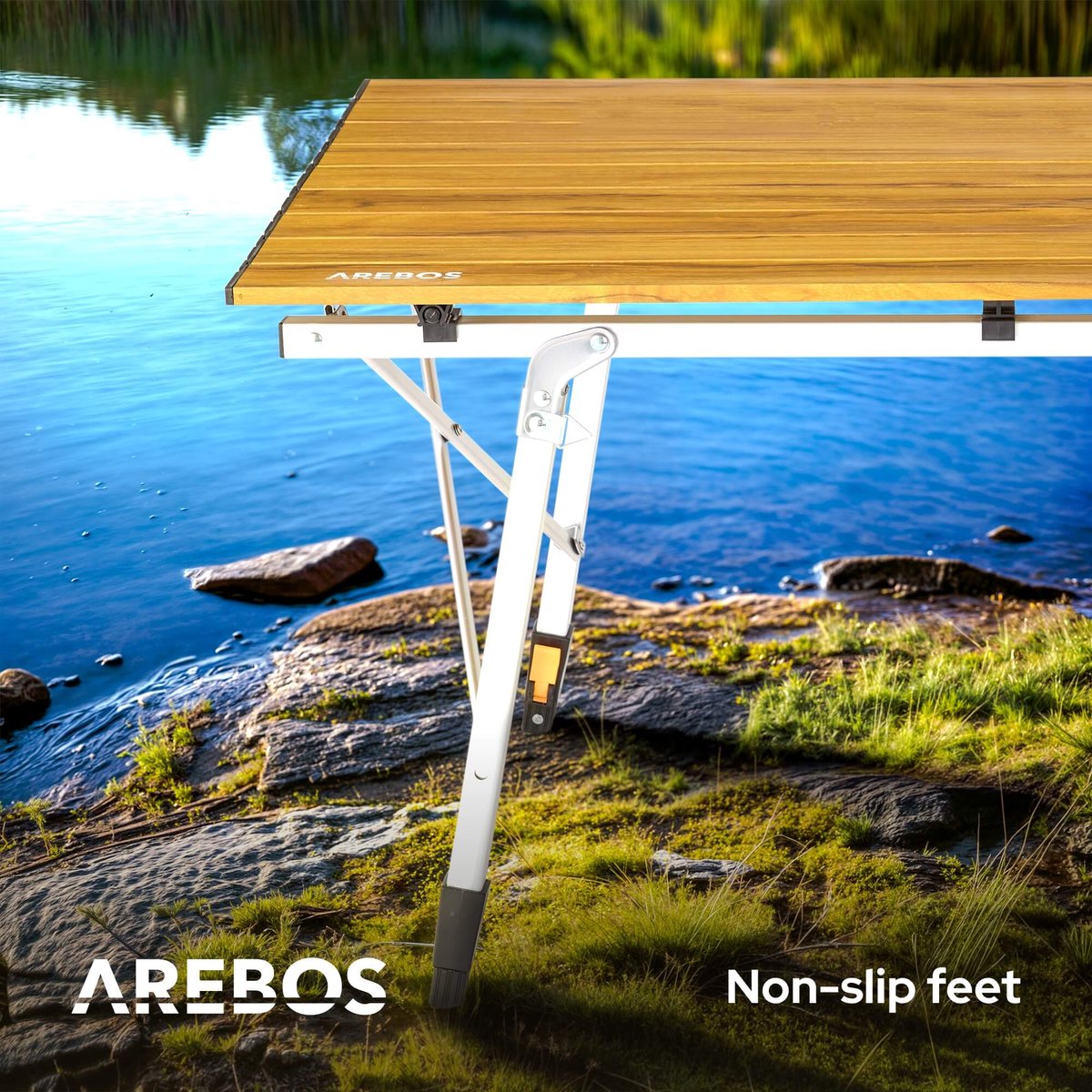 AREBOS campingtafel 90 x 51,5 cm roltafel aluminium klaptafel outdoor bruin