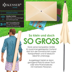 KESSER® Parasol - 200x125 - Verstelbaar - Vierkant - Beige