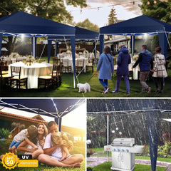KESSER® Paviljoen 3x3m Tuinpaviljoen weerbestendig & Opvouwbaar met LED-verlichting op zonne-energie & UV-bescherming Inclusief transporttas & Afstandsbediening