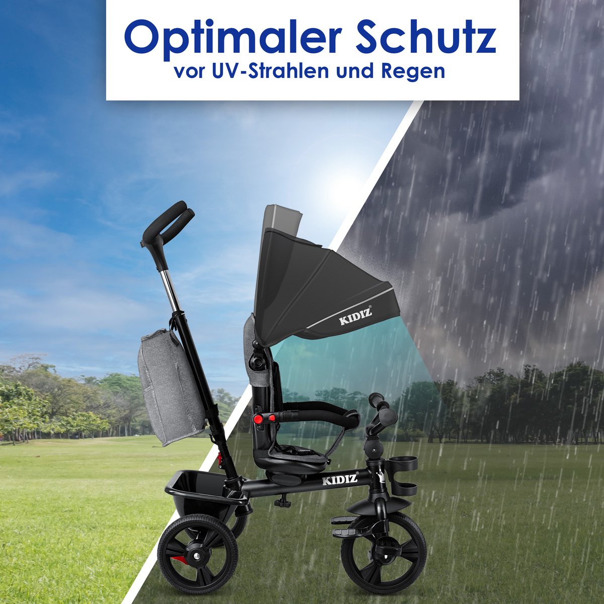 KIDIZ® 5in1 Kinderfiets - Loopfiets - Driewieler - Zwart •