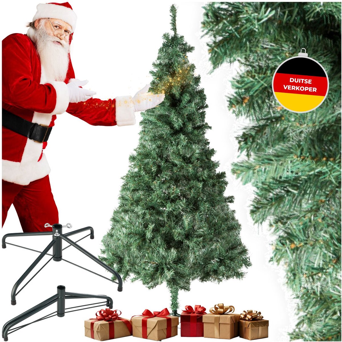tectake® Kunstkerstboom - Levensecht met flexibele takken - Volumineus - Stabiel en eenvoudig te monteren - Kunstkerstboom als kerstversiering - 180cm - 533 takken - Groen