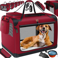 Reisbench hond - Draagtas hond - Transportbox - 91x63x63 cm - Rood