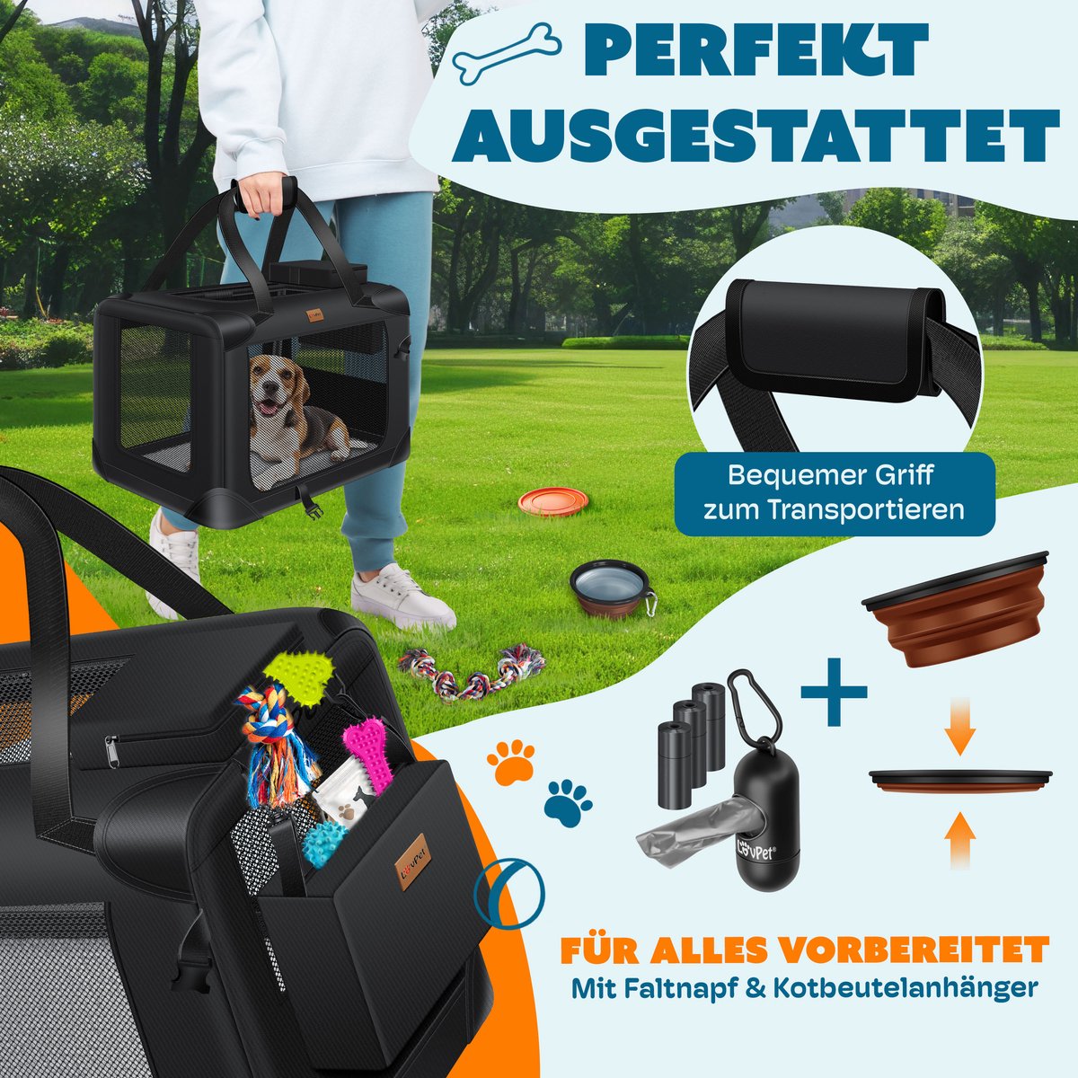 LOVPET® Hondenbench - Hondenbox - Transportbox - 102x69x69 - Zwart