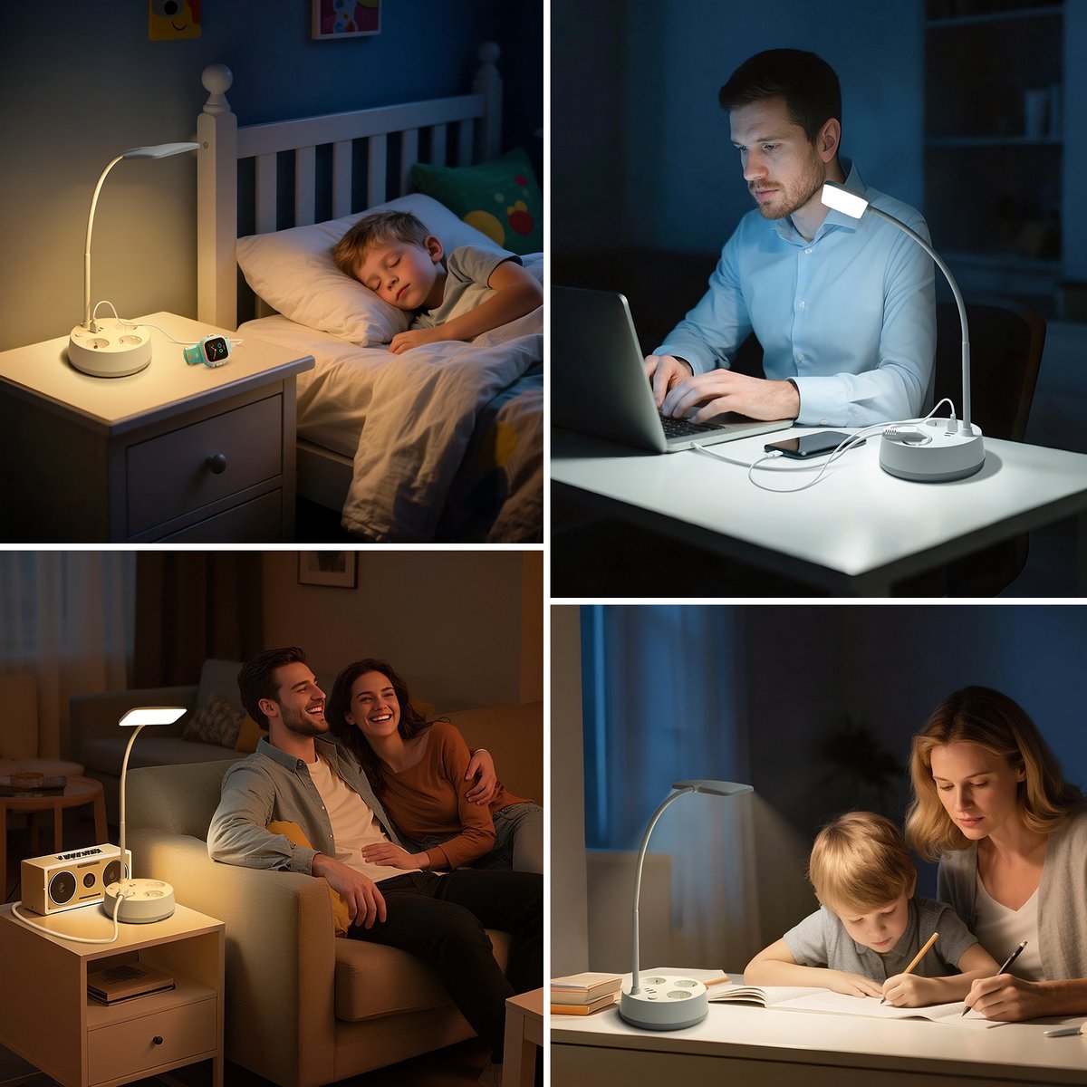 Bureaulamp - Tafellamp - Tafellamp slaapkamer - Wit - Aigostar
