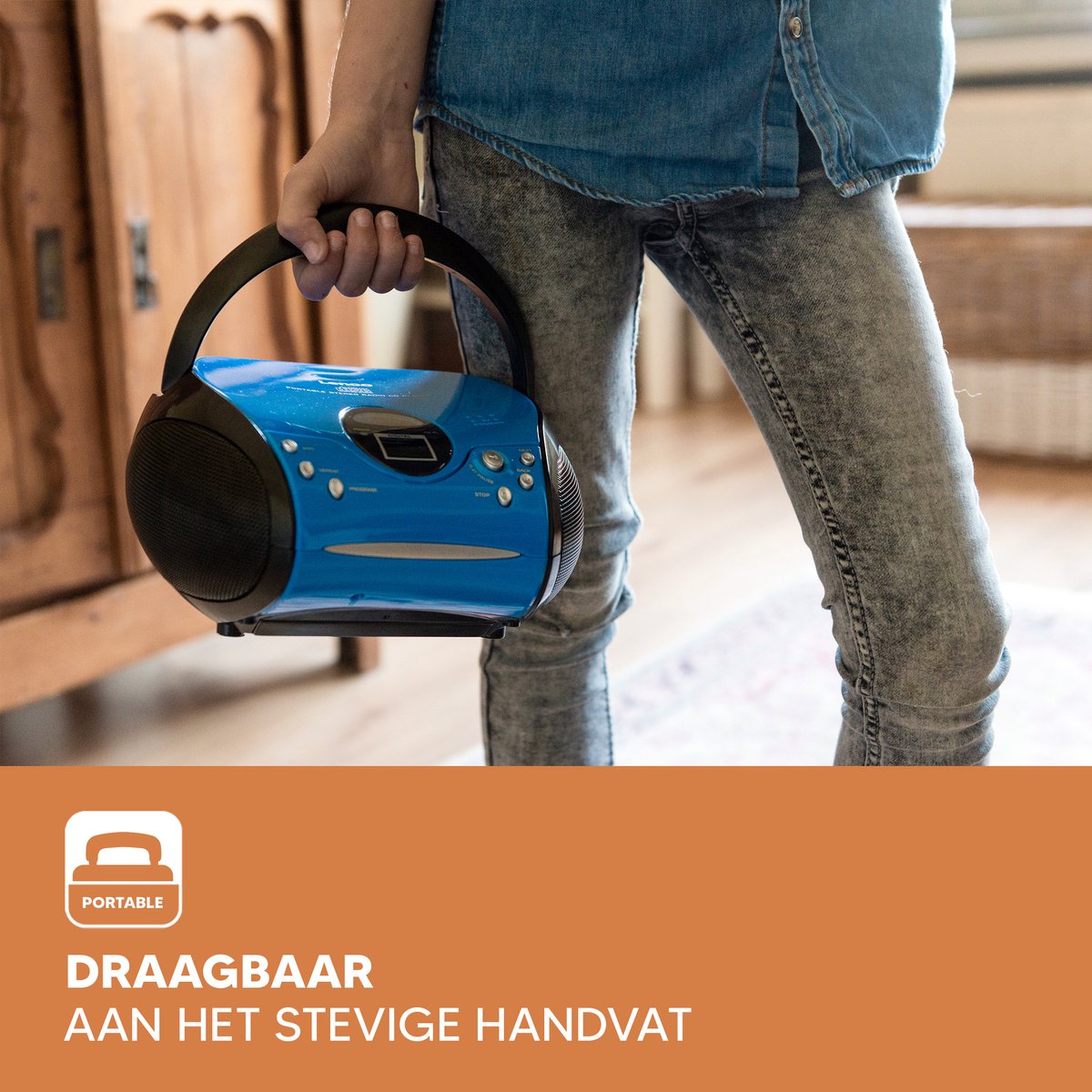 Lenco SCD-24 - Draagbare radio CD speler met AUX-uitgang - Blauw