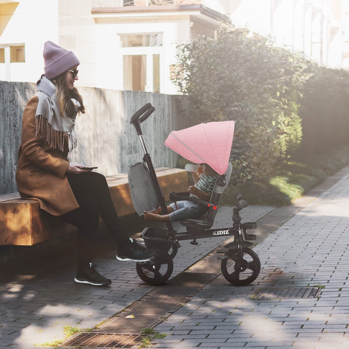 KIDIZ® 5in1 Kinderfiets - Loopfiets - Driewieler - Roze •