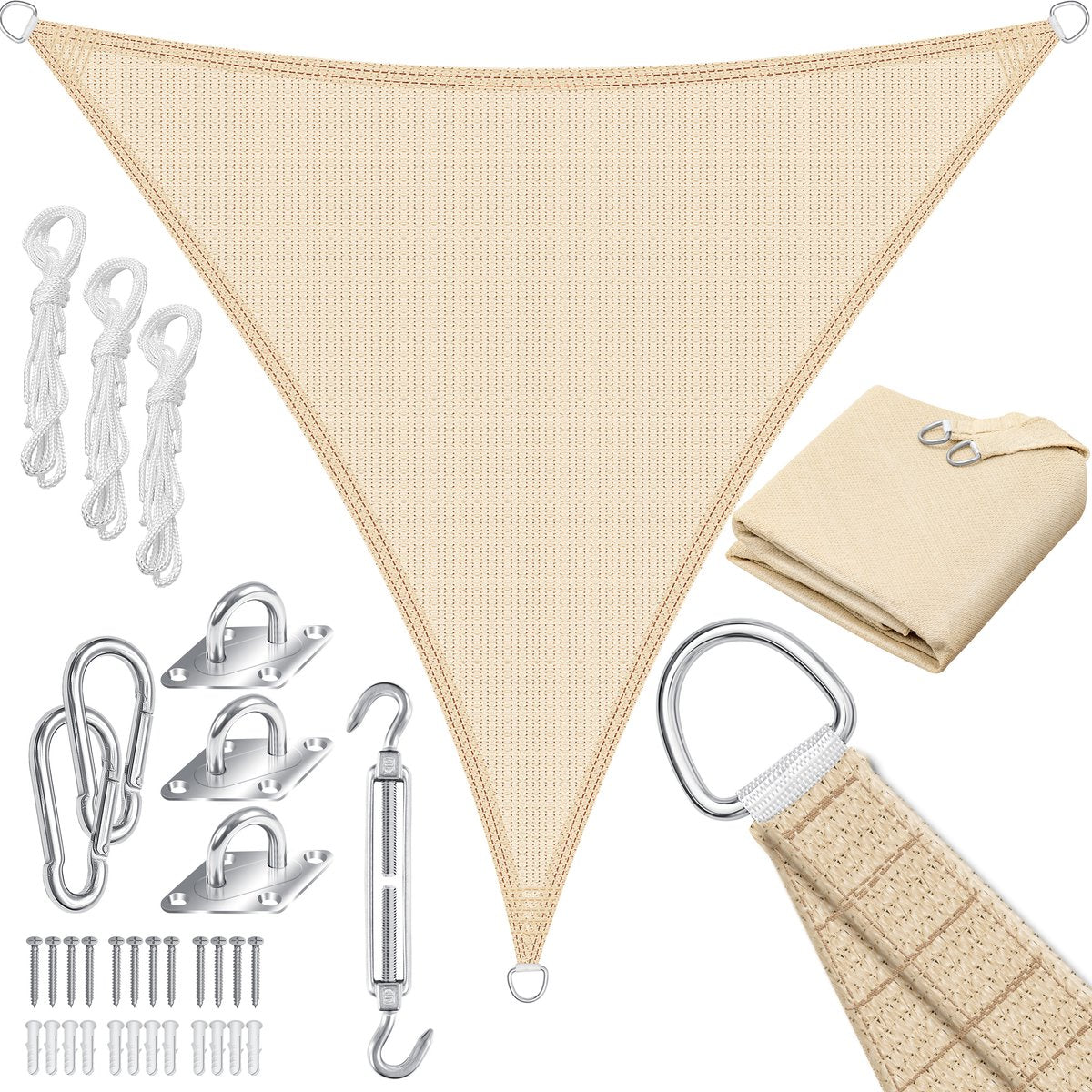 KESSER® Schaduwdoek 3x3x3m - Zonnezeil - Driehoek - Waterafstotend - Creme