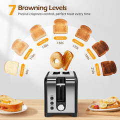 Broodrooster - Toaster - 2 sleuven - 930W - Zwart