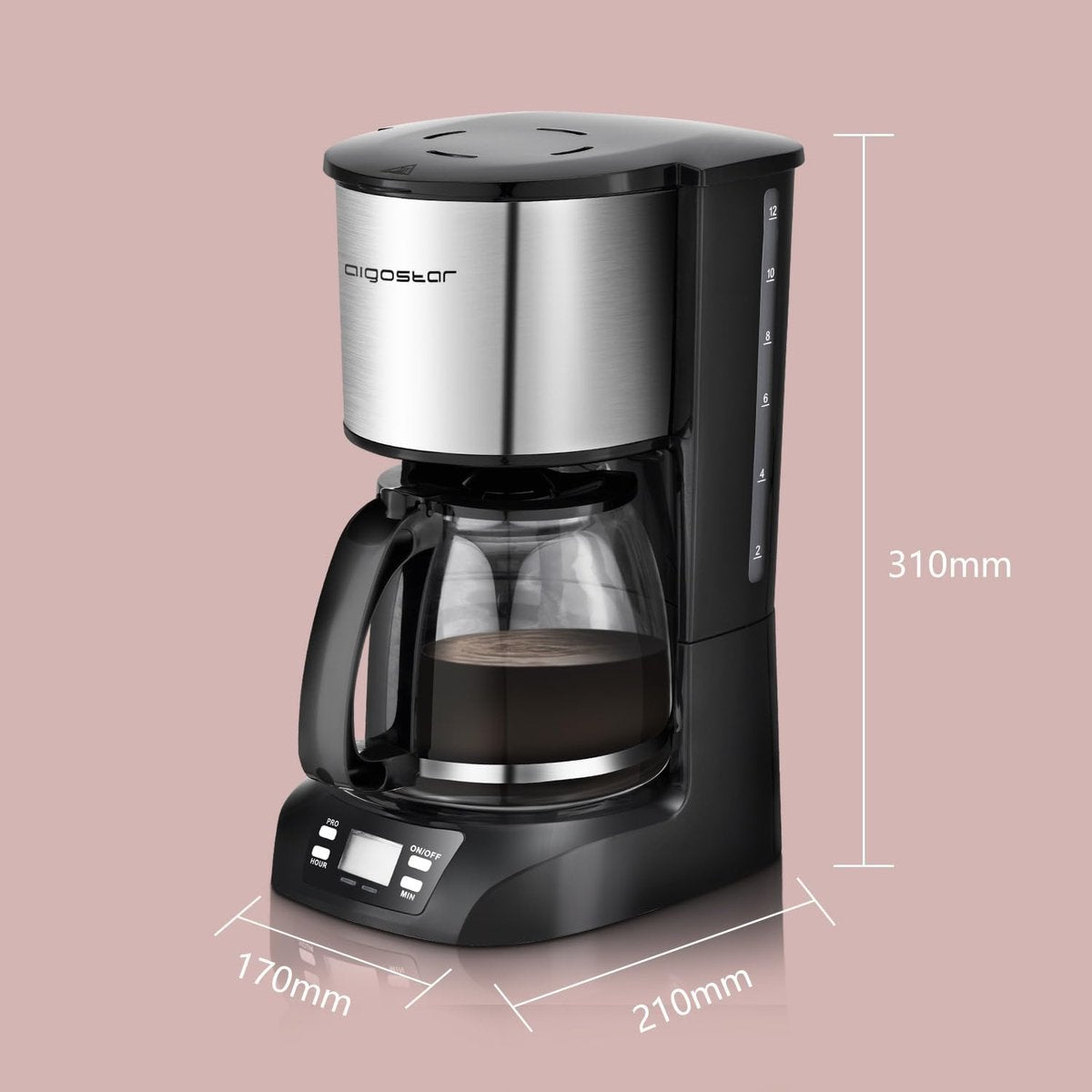 Aigostar Koffiezetapparaat - Koffiemachine - Zwart/RVS •