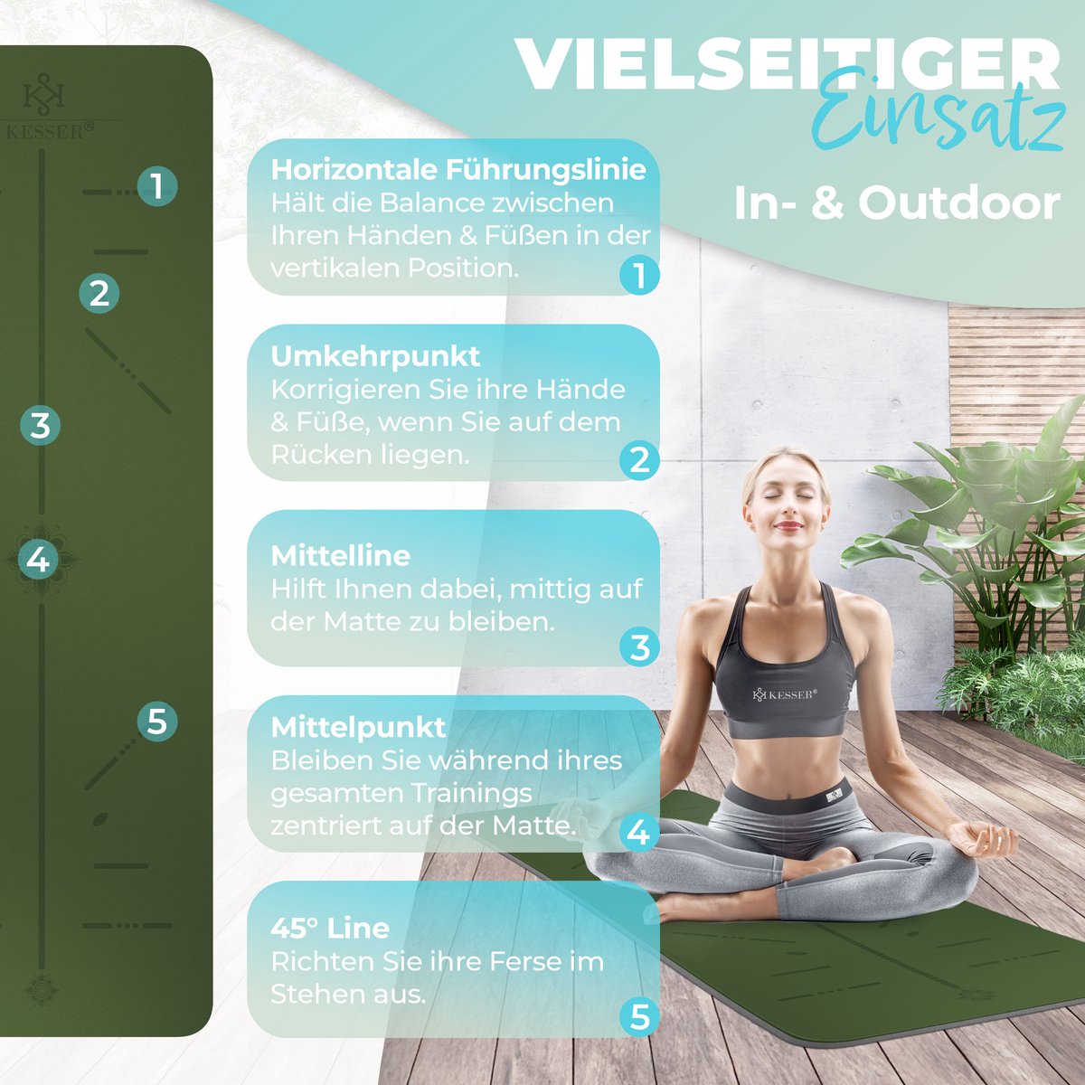 Yoga mat - Fitness mat - Sport mat - Anti slip - Extra dik - Groen