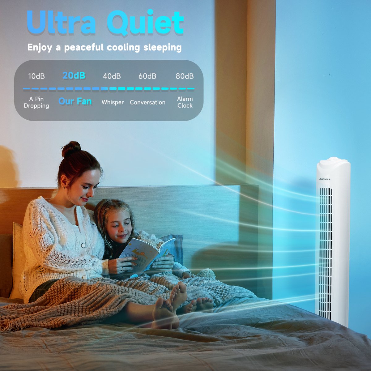 Aigostar Aircooler - Luchtkoeler - Ventilator - Torenventilator - Wit •