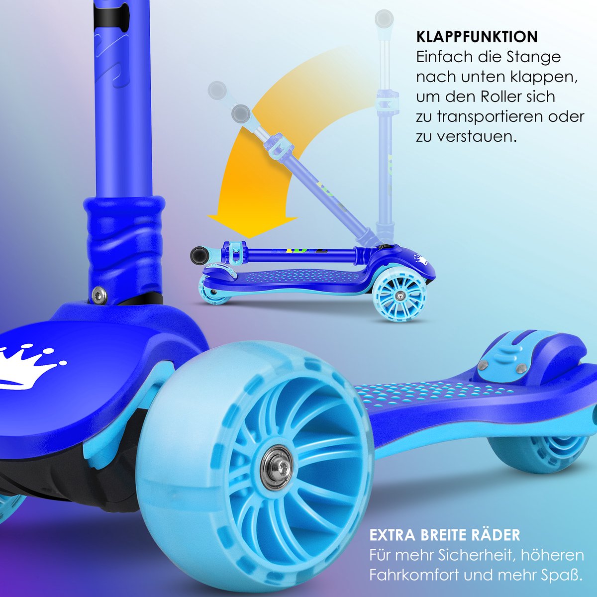 KIDIZ® Kinderstep - Opvouwbaar - Verstelbaar - City Scooter - Blauw •