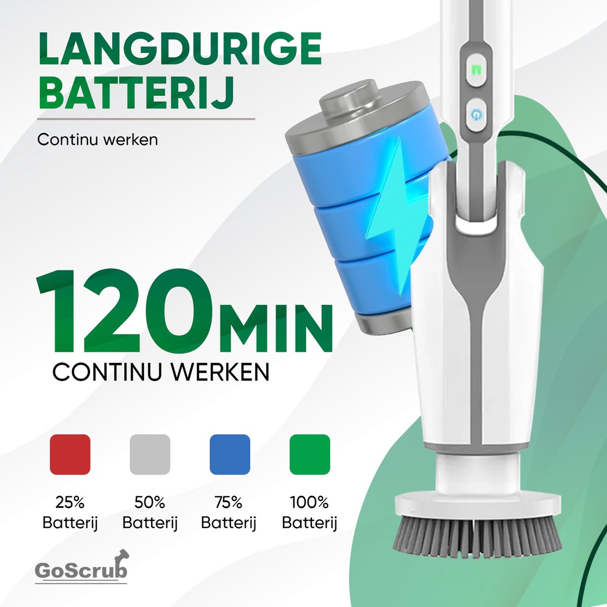 Elektrische Schoonmaakborstel – Elektrische Schrobber - Schrobborstel – Wit - V1 - GoScrub®