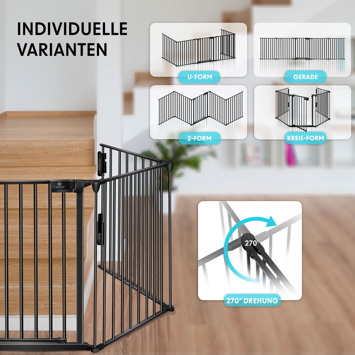 KESSER® Traphekje - Veiligheidshekje - 300cm - Zwart