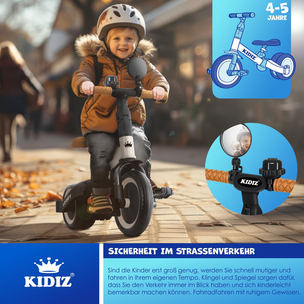 KIDIZ® Loopfiets 6in1 - Driewieler - Kinderfiets - 1-5 Jaar - Beige