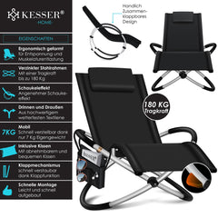 Ligbed - Ligstoel - Zonnebed - Relaxstoel - Zwart - KESSER®