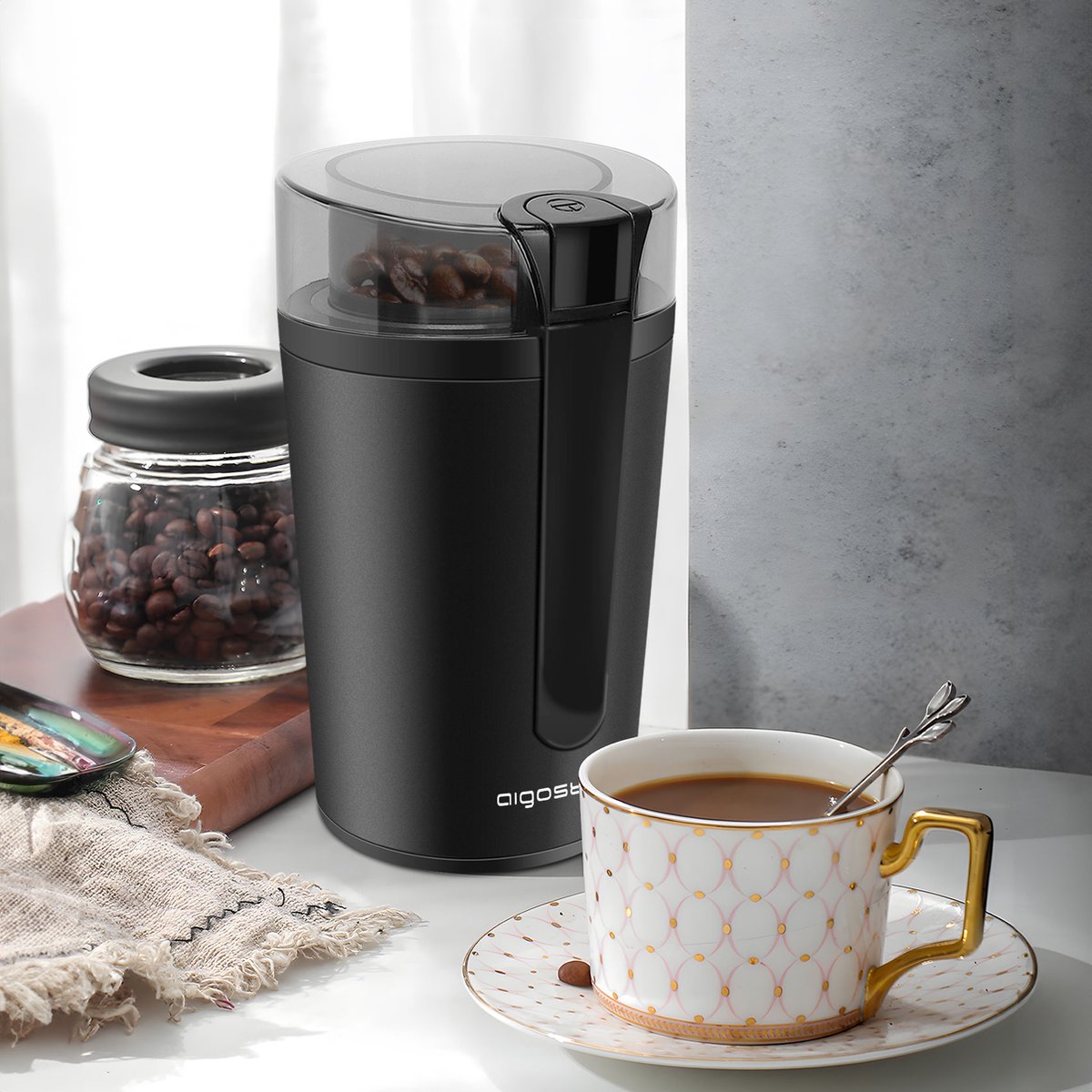 Aigostar Elektrische  Koffiemolen - koffiemaler - 200W - Zwart