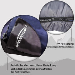 anaterra® Slaapzak LEKKAWARM - Winter - Max. lichaamslengte 190 cm - 230 x 82 x 55 cm - Tweewegrits - Incl. draagtas - Mummy slaapzak