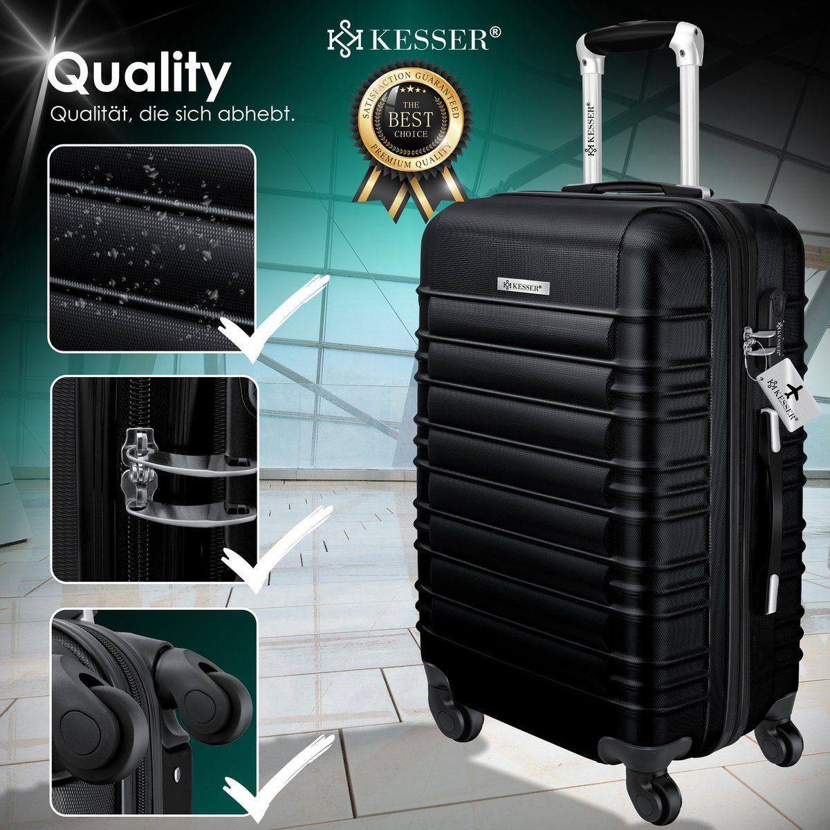 KESSER® Reiskoffer - 84L - ABS - Zwart