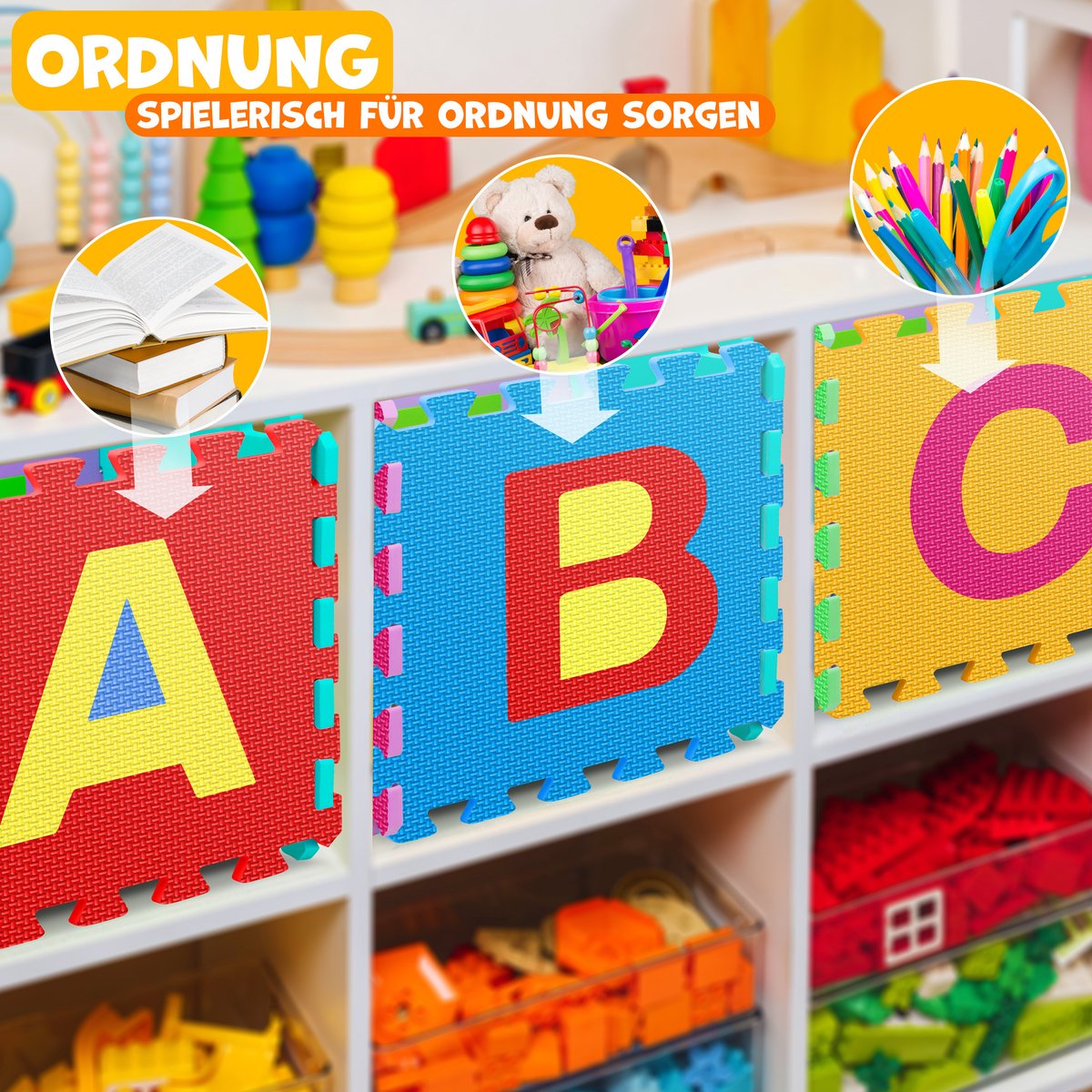 KIDIZ® 86-Delige Puzzelmat - Speeltapijt - Kindertapijt - Gekleurd