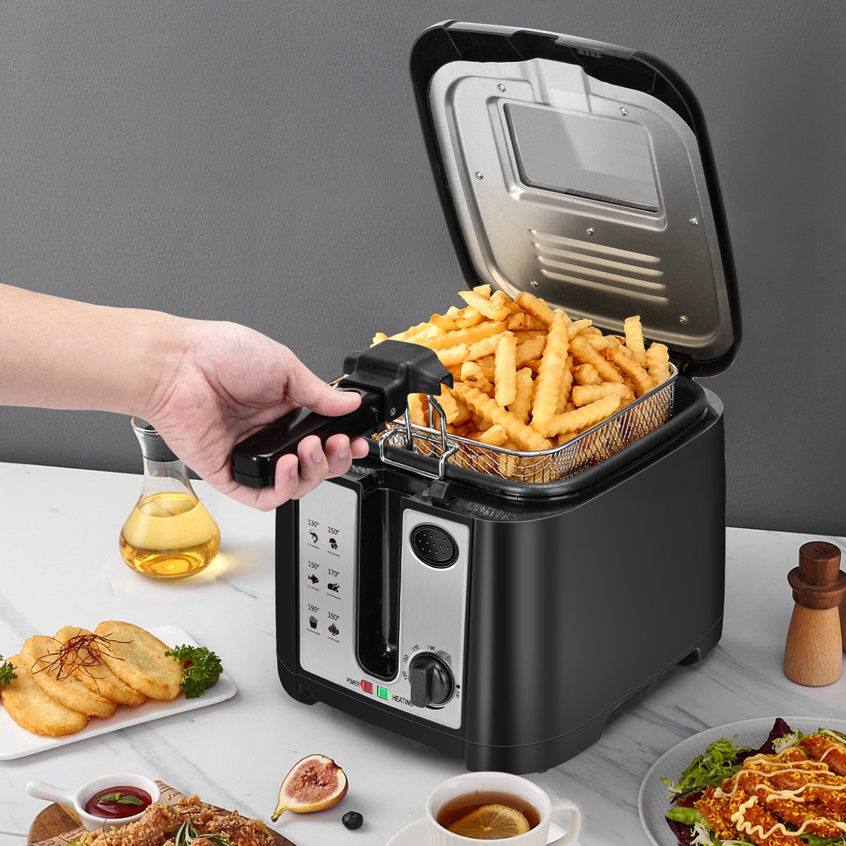 Aigostar Olivia 30ZST - Frituurpan - 1650W - 2.5L - Zwart