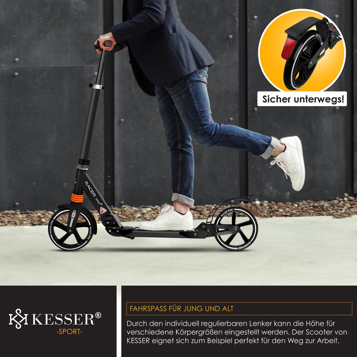 Kinderstep - Stuntstep - Vouwbaar - Zwart - KESSER®