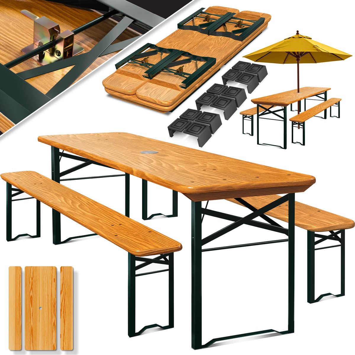 KESSER® Biertafel - Picknicktafel - Opvouwbaar - Bruin - 170x46x75cm