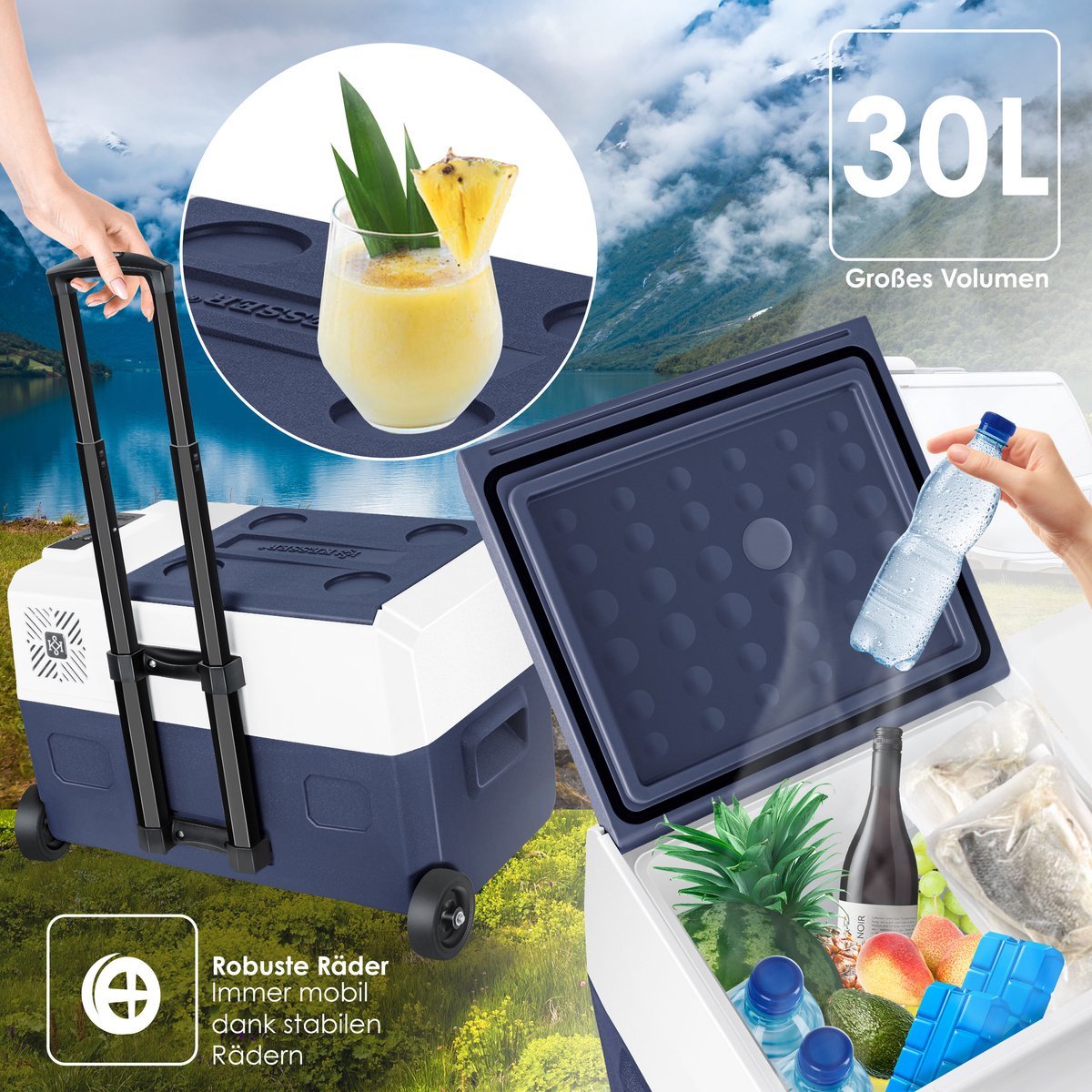 KESSER® Elektrische Koelbox - Compressor - tot -20°C - 30L - Marineblauw