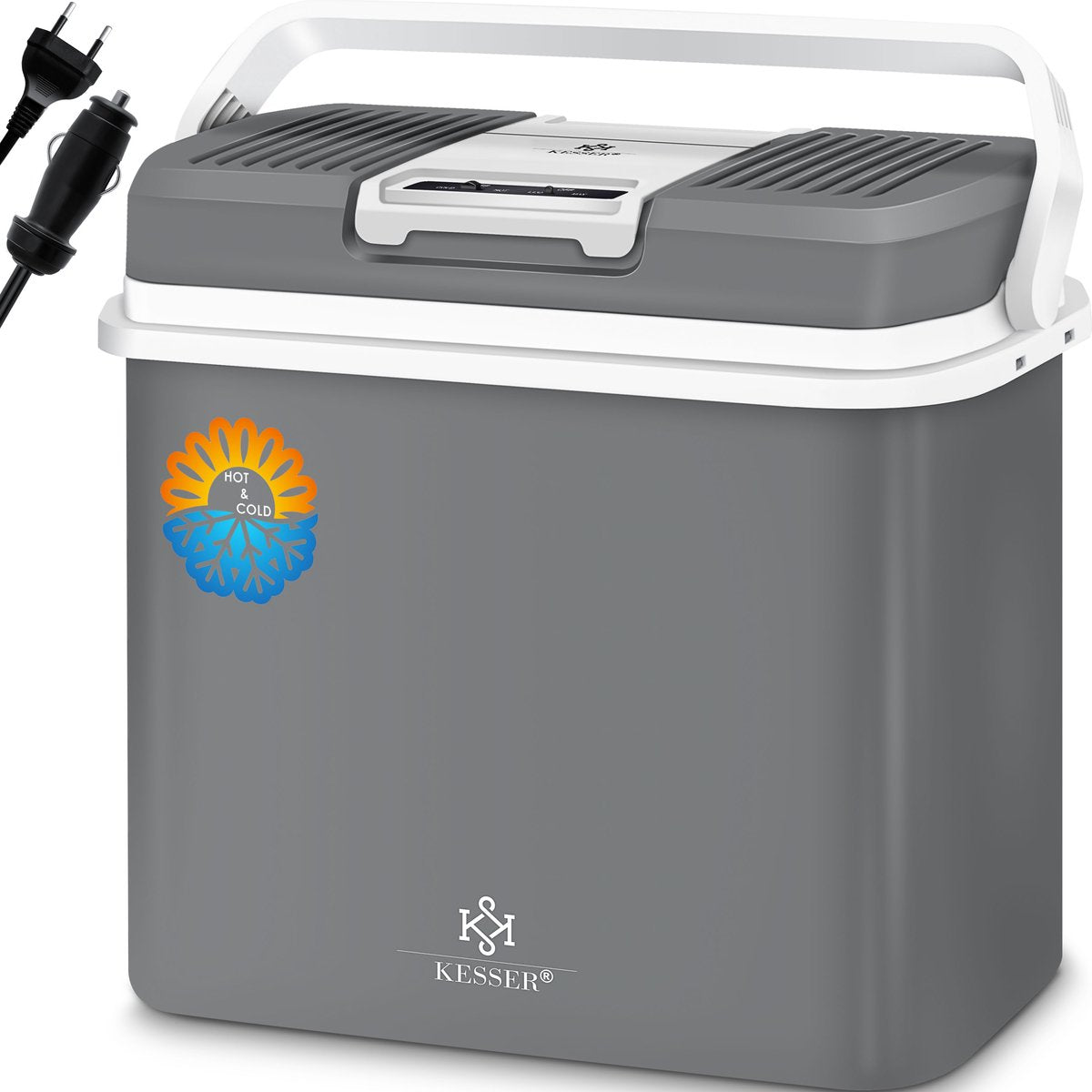 Koelbox Elektrisch – 12V en 230 volt - Coolbox - Frigobox - 24L – Grijs •
