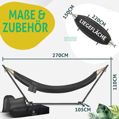 KESSER® XXL Hangmat 2 personen - Tot 200kg - Metalen Frame - Antraciet