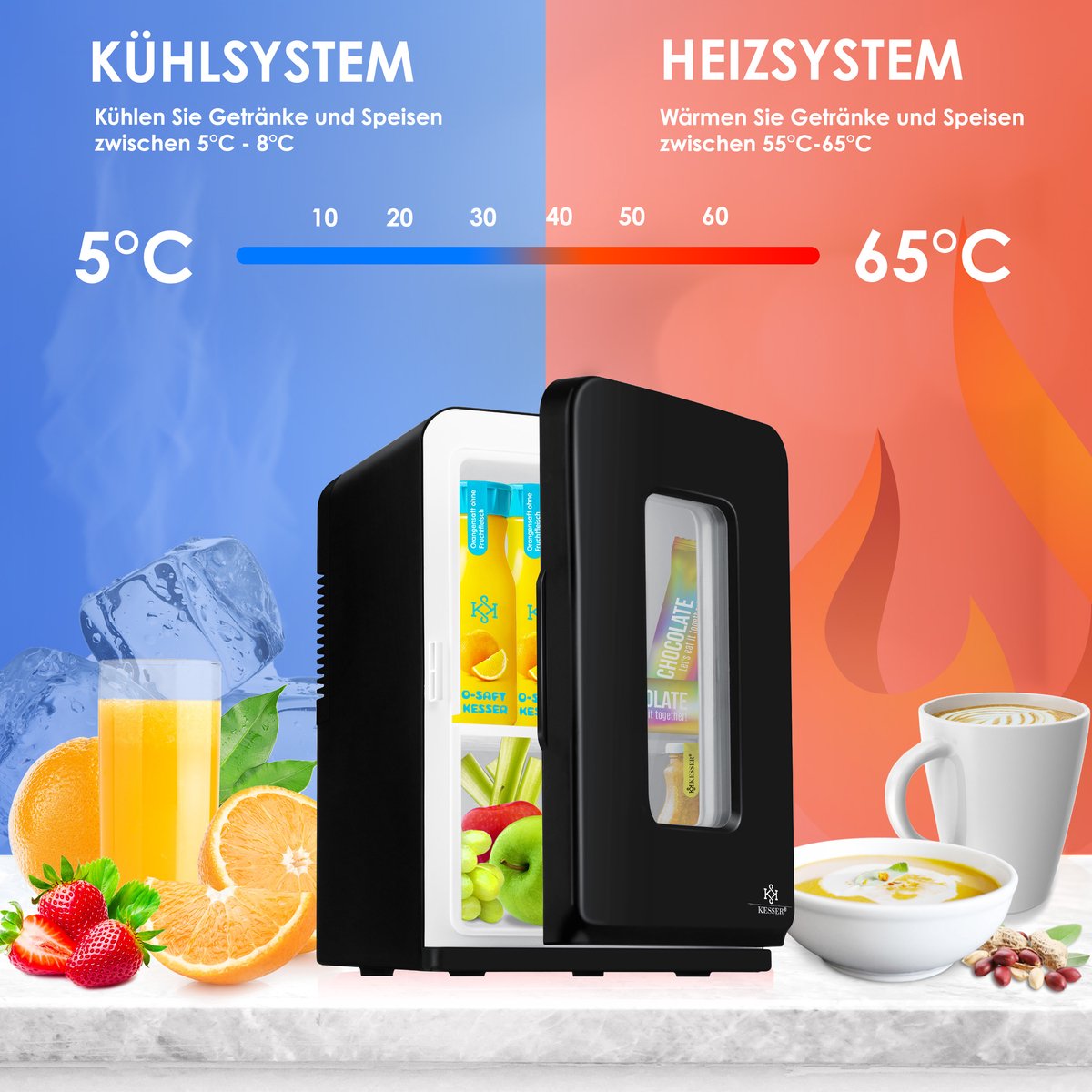 KESSER® Mini-koelkast - 15 Liter - 5-65°C - Zwart