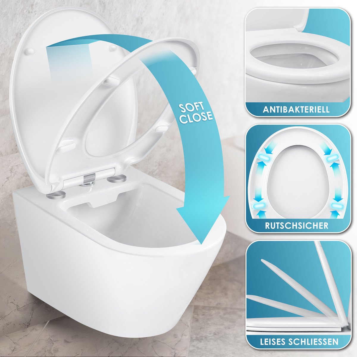 KESSER® WC bril met Soft Close Deksel - Toiletbril - Wit