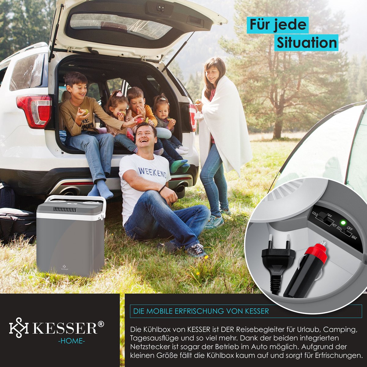 Koelbox Elektrisch – 12V en 230 volt - Coolbox - Frigobox - 32L – Grijs •