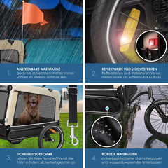 Hondenfietskar - Hondenkar  - Fietskar hond - tot 40 kg - Beige •