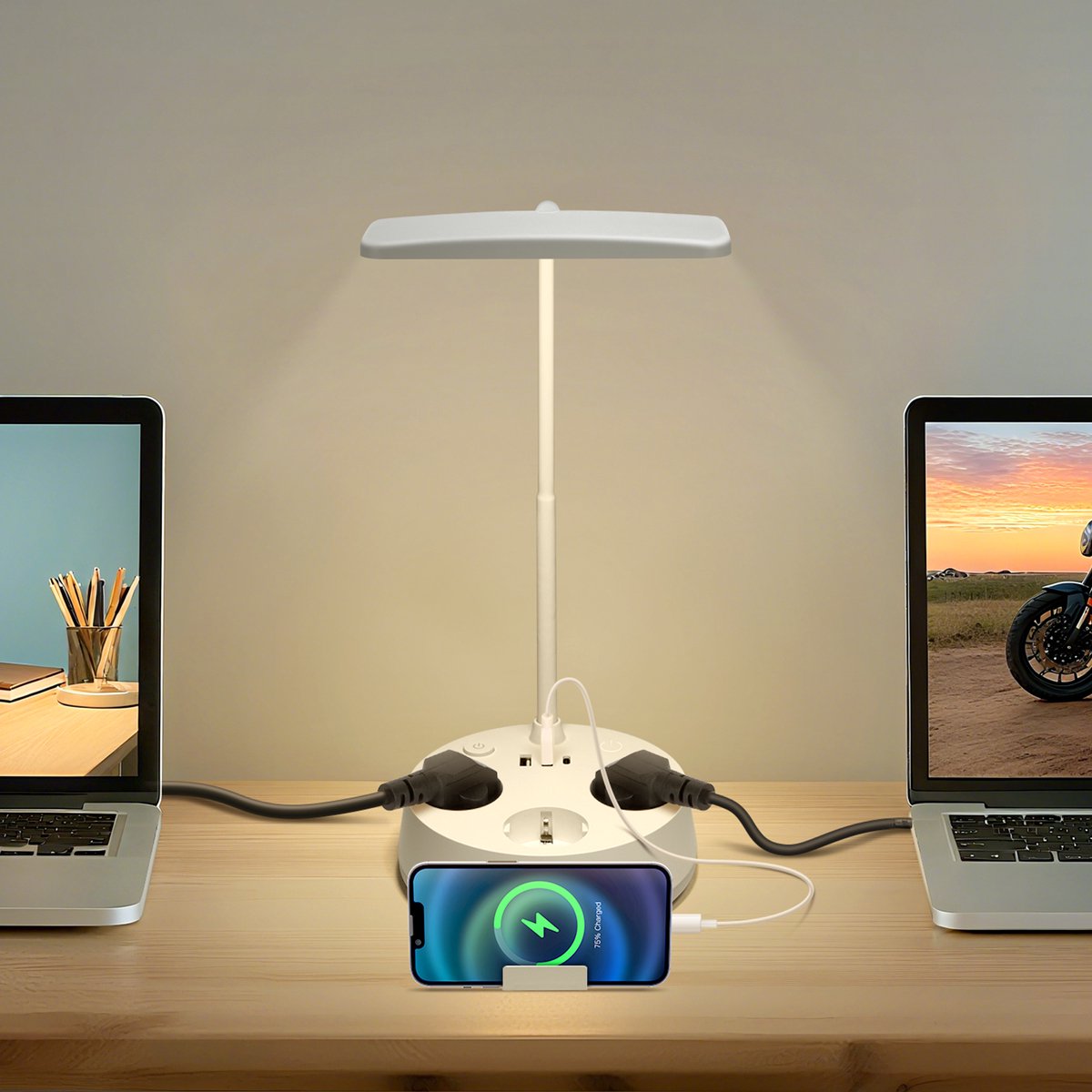 Bureaulamp - Tafellamp - Tafellamp slaapkamer - Wit - Aigostar