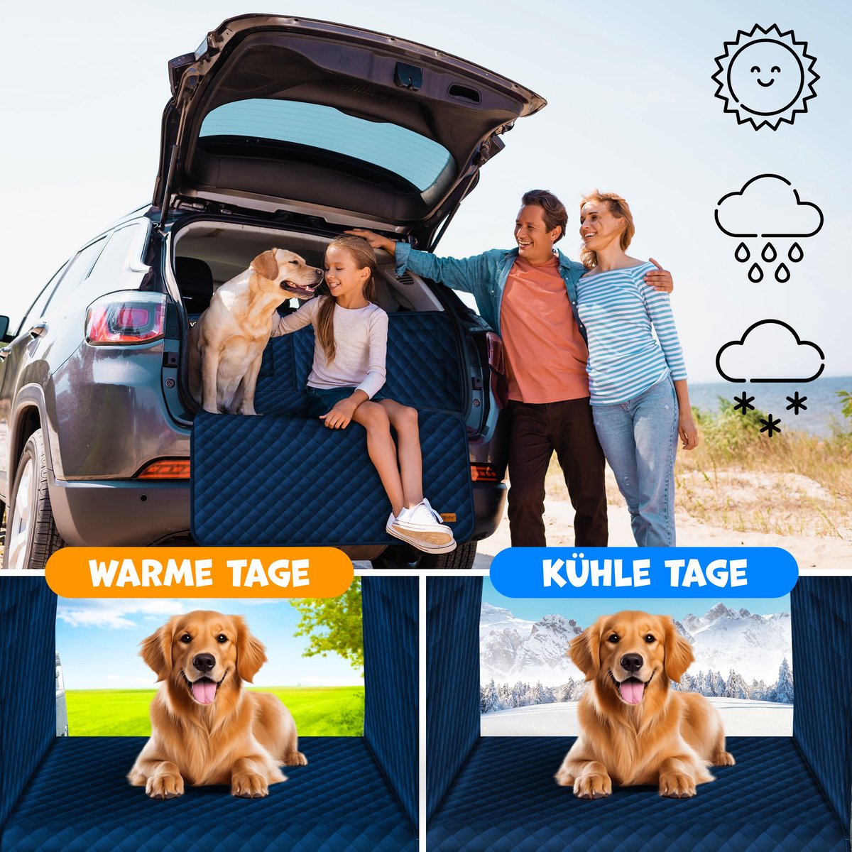 LOVPET® Hondendeken Auto Kofferbak Beschermhoes - Hondenkleed inclusief speelgoed - Waterafstotende en krasbestendige Honden deken - Marineblauw