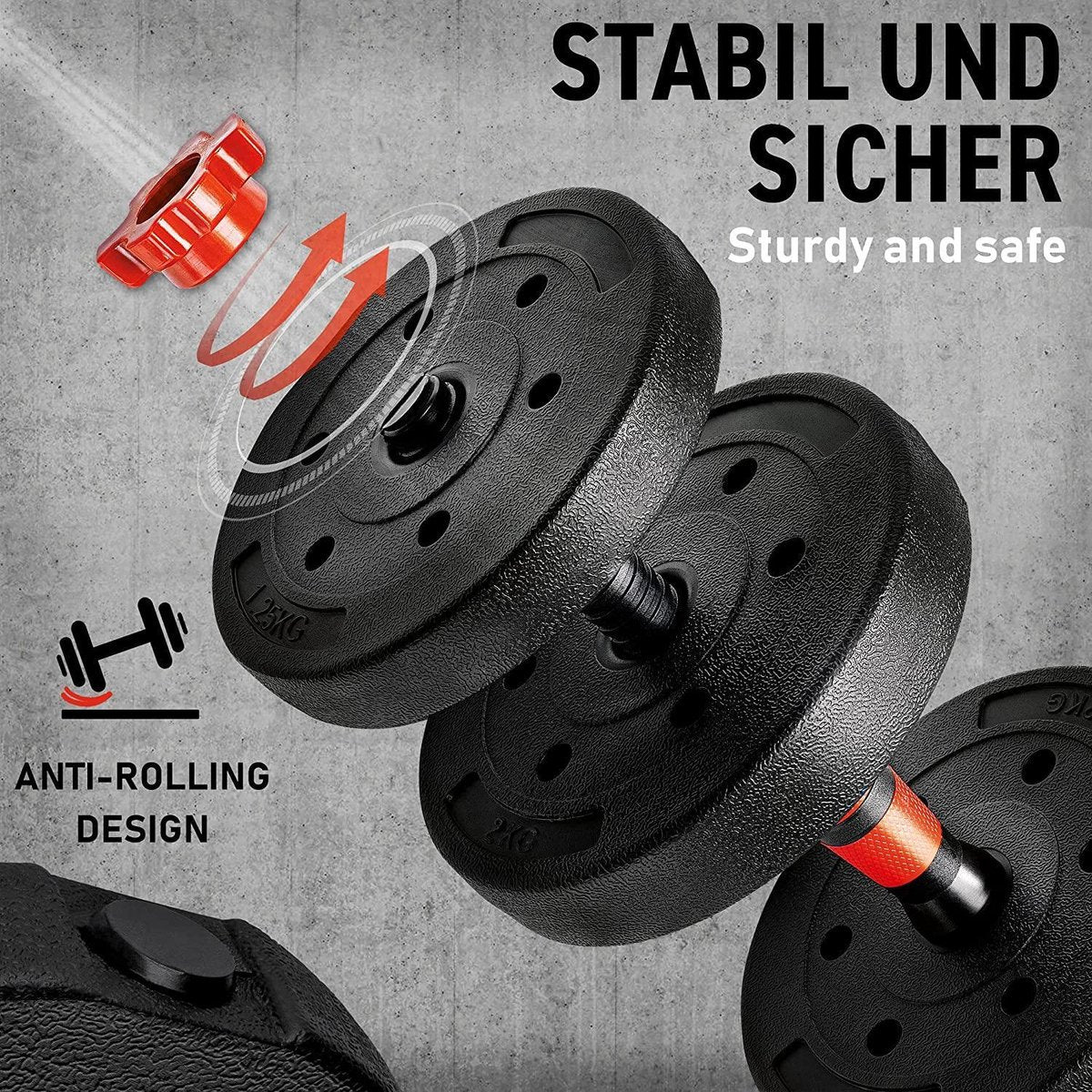 Halterset-dumbell set-2-in-1 verstelbare halterset 20 kg- gewichten-armtraining-fitness-krachttraining