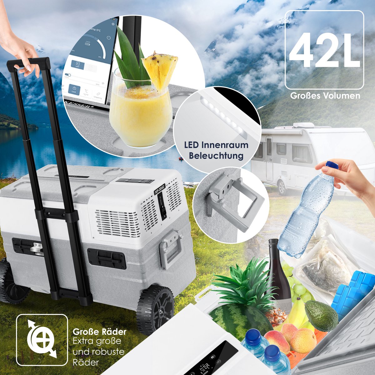KESSER® Elektrische Koelbox - Compressor - tot -20°C - 42L - Grijs
