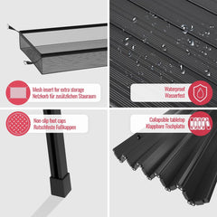 Campingtafel - inklapbaar - in hoogte verstelbaar - 90 x 45 cm - aluminium - met draagtas - Zwart