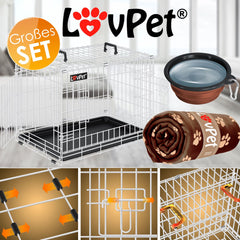 Hondenbench - Hondenren - Bench voor honden - 77,5x48,5x55,5 cm - Wit - LOVPET