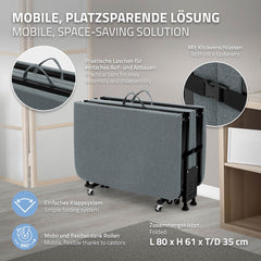 Logeerbed - Vouwbed - Inklapbaar - 80x190 cm - Grijs - ECD Germany