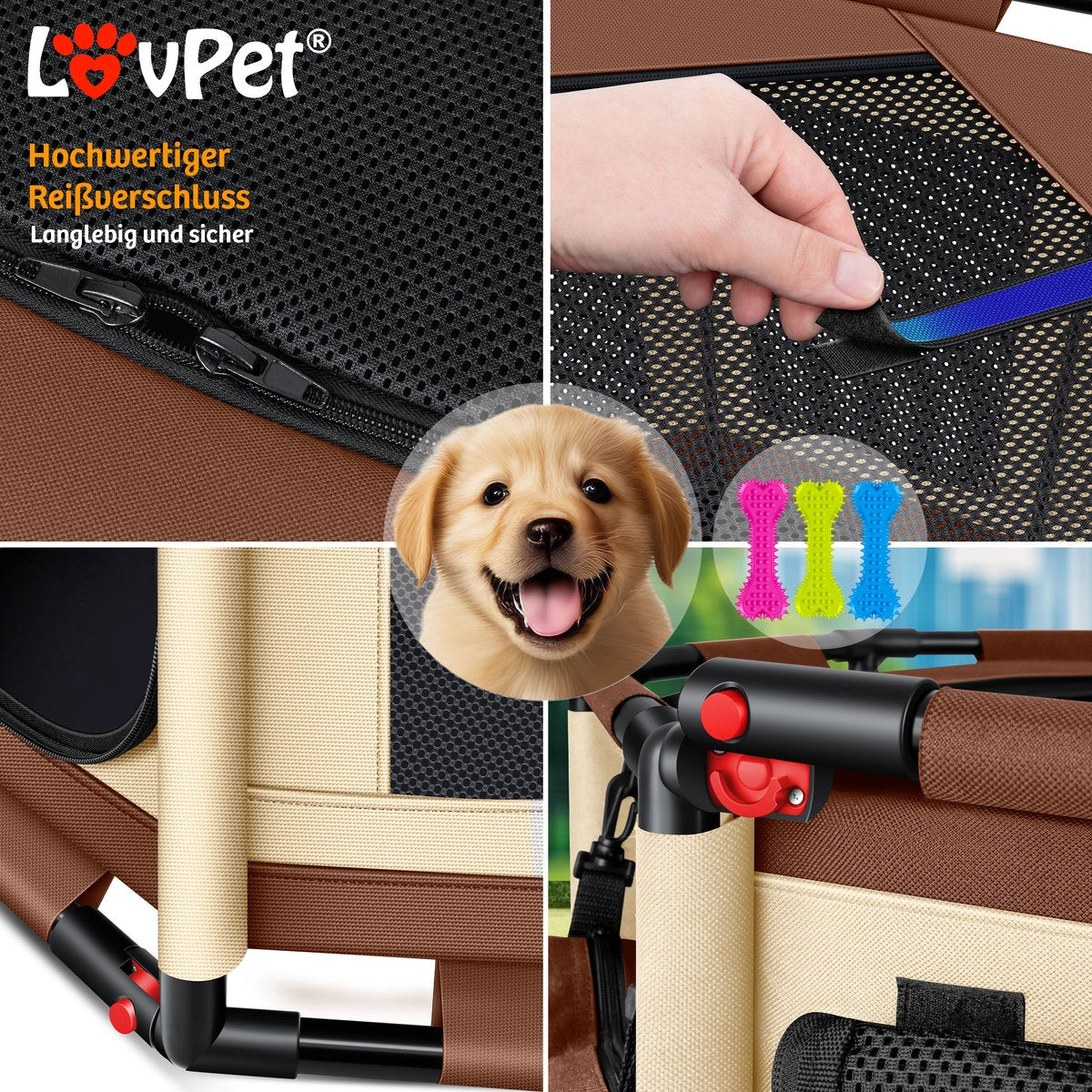 LOVPET® Puppyren - Hondenren - 72x72x43cm - Bruin