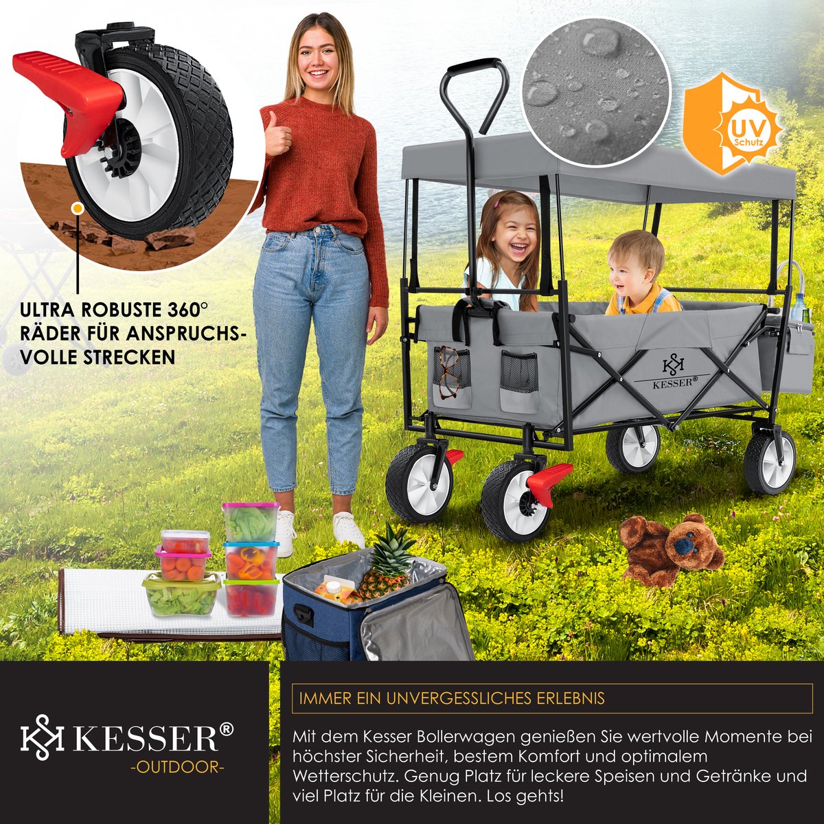 KESSER® Bolderkar - Opvouwbaar - Bolderwagen - Grijs