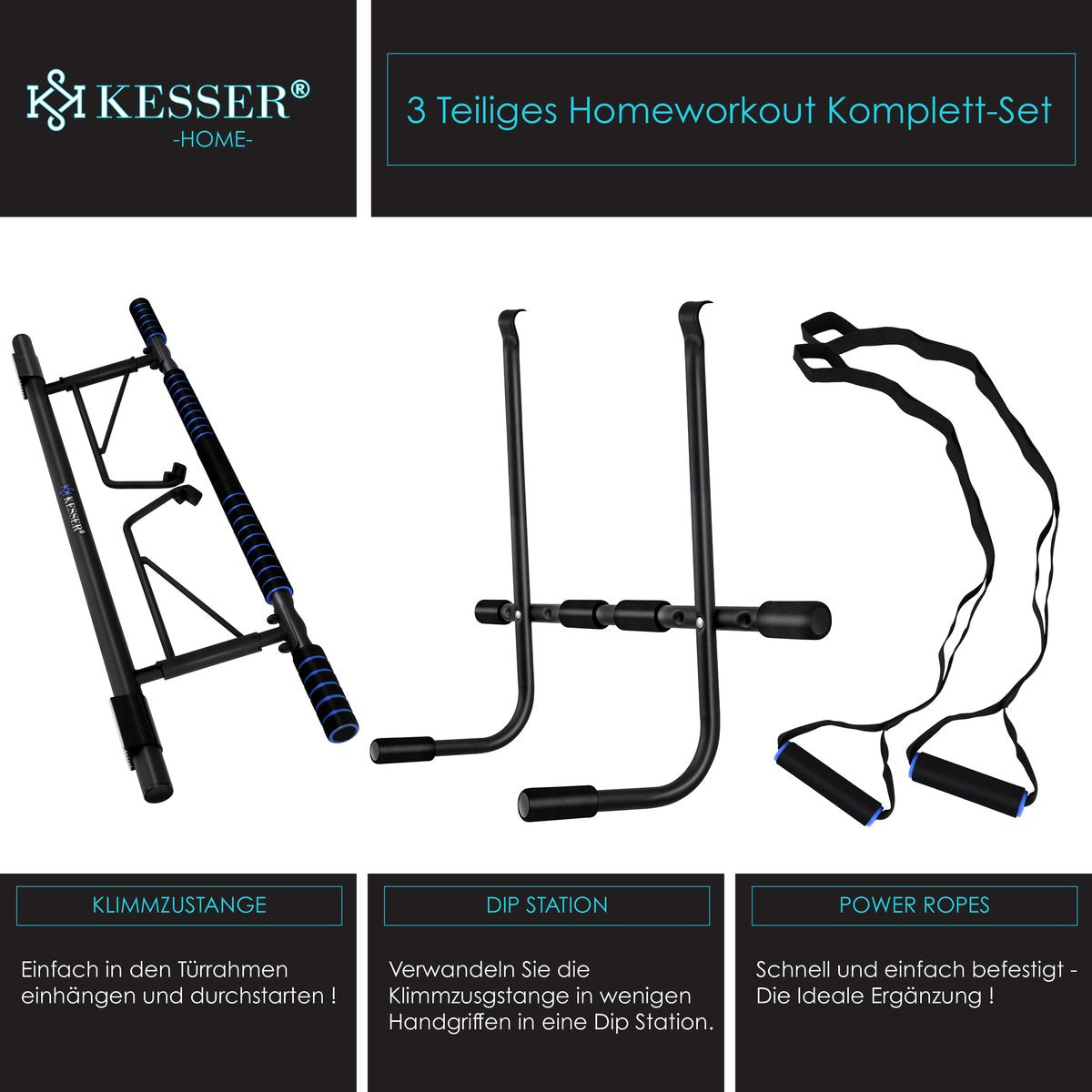 KESSER® Pull up bar - Optrekstang - Zonder schroeven - Blauw